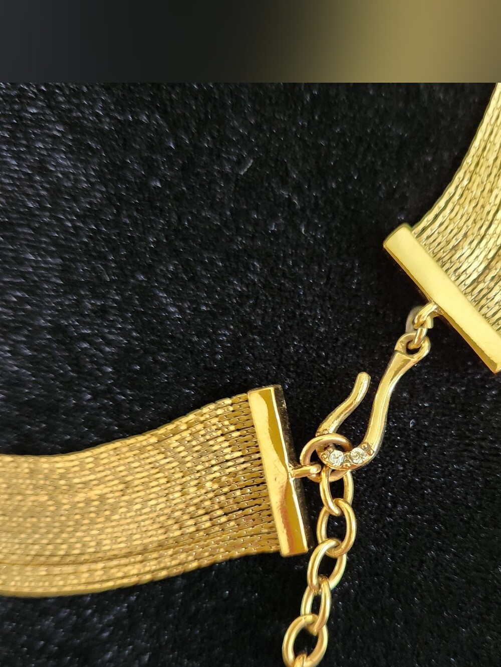 Vintage Monet Multi-Strand Mesh Chain Rhinestone Statement Necklace - Picture 5 of 7